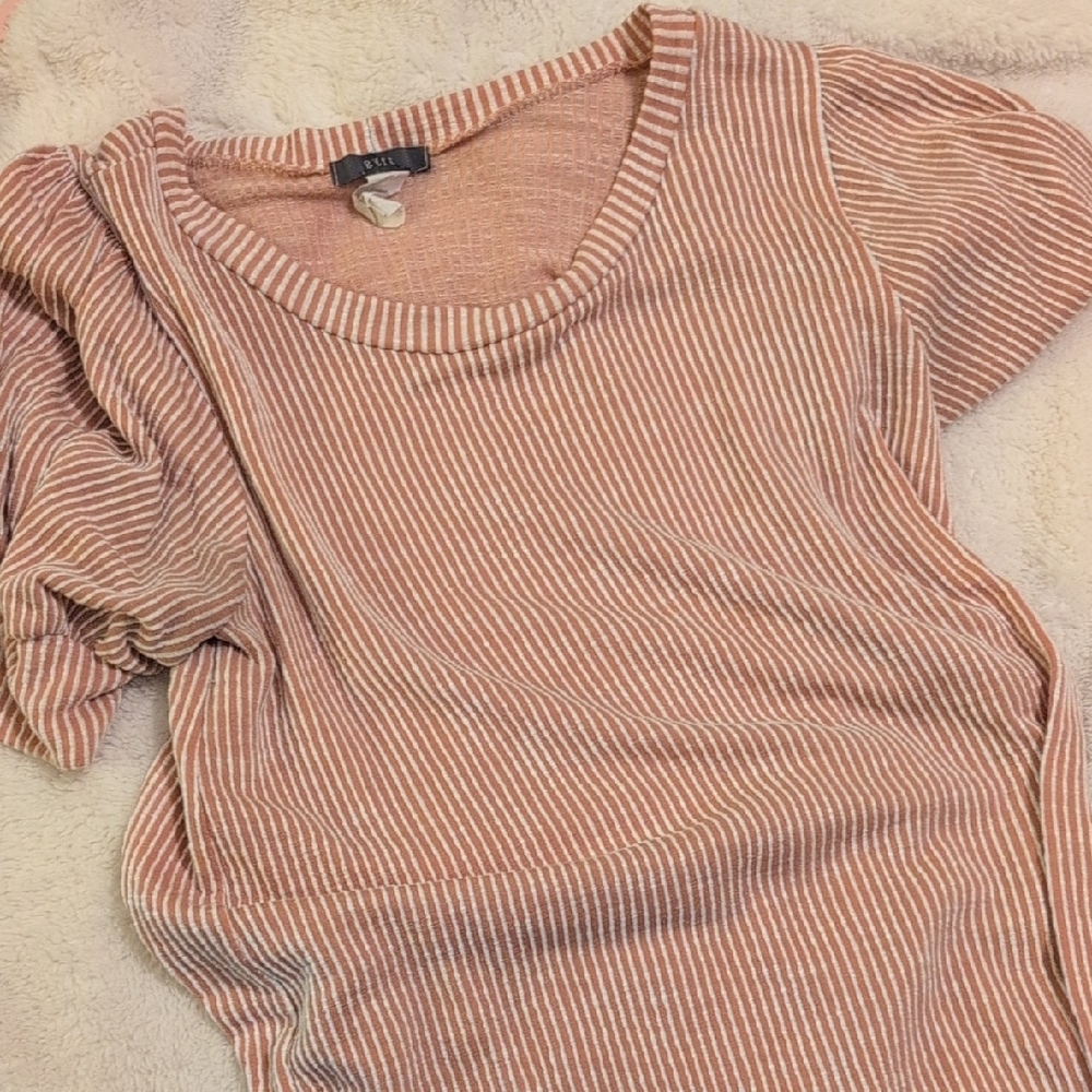 Roxy Tan Crew Neck Sweater Ribbed Knit